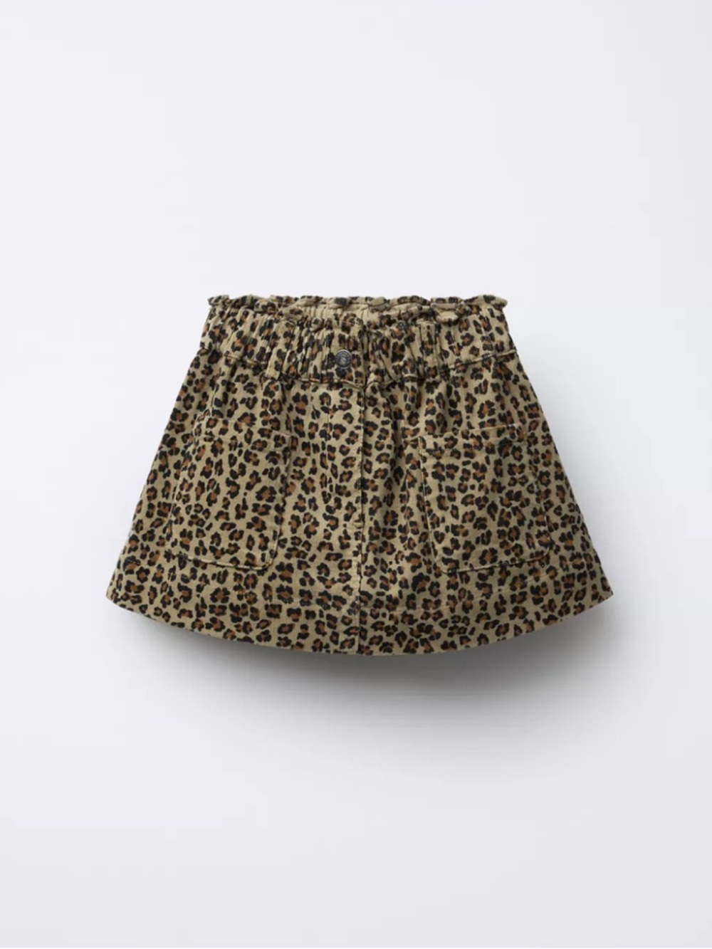 ZARA FINE-WALED CORDUROY ANIMAL PRINT SKIRT